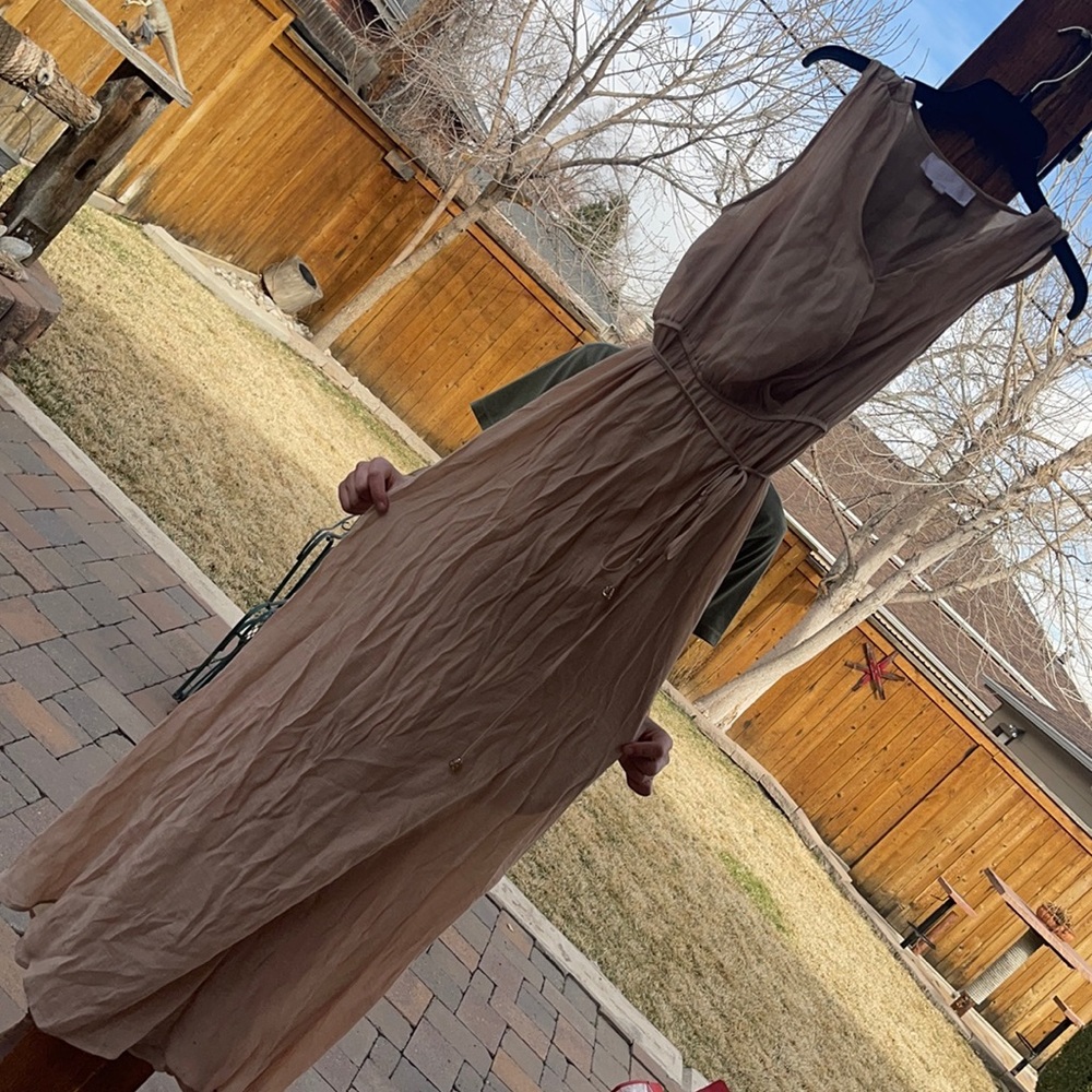 Superfoxx tan beige long maxi dress